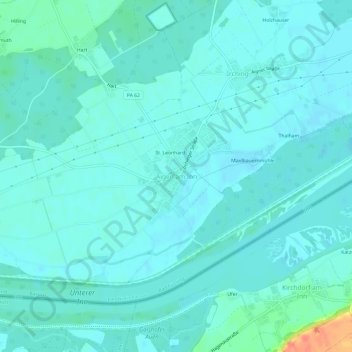 Mapa topográfico Aigen am Inn, altitud, relieve