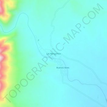 Mapa topográfico Las Margaritas, altitud, relieve