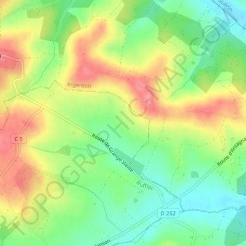 Mapa topográfico Cachon, altitud, relieve