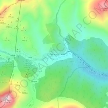 Mapa topográfico San Isidro, altitud, relieve
