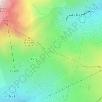 Mapa topográfico Col de la Madeleine, altitud, relieve