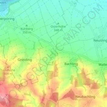 Mapa topográfico Herblfing, altitud, relieve