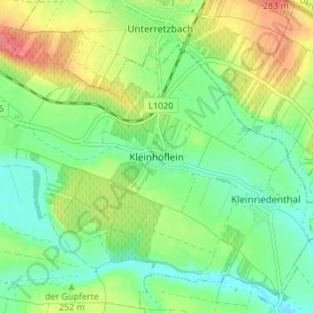 Mapa topográfico Kleinhöflein, altitud, relieve