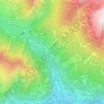 Mapa topográfico Villaretto, altitud, relieve