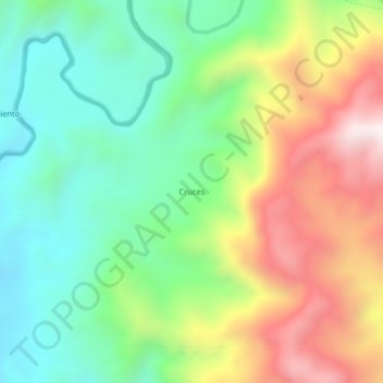 Mapa topográfico Cruces, altitud, relieve