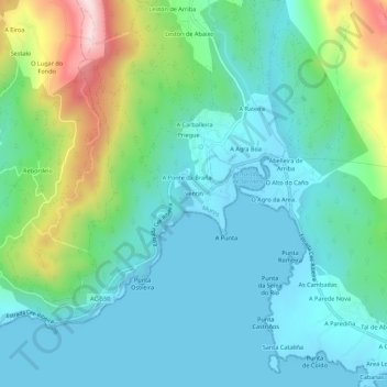 Mapa topográfico Ventín, altitud, relieve