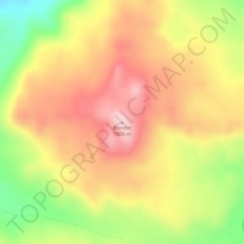 Mapa topográfico Bonete, altitud, relieve