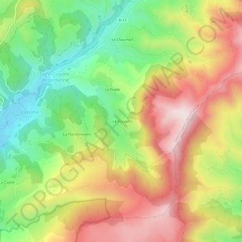 Mapa topográfico Le Pouget, altitud, relieve