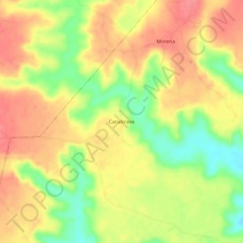 Mapa topográfico Canabrava, altitud, relieve