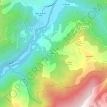 Mapa topográfico Malmercat, altitud, relieve