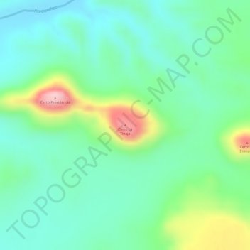 Mapa topográfico Cerro La Tinaja, altitud, relieve