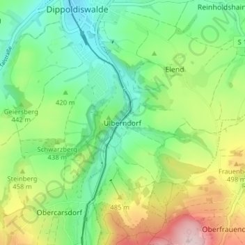 Mapa topográfico Ulberndorf, altitud, relieve