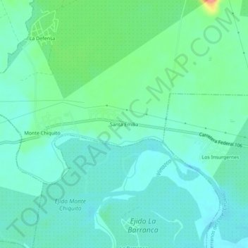 Mapa topográfico Santa Emilia, altitud, relieve