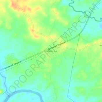 Mapa topográfico La Reforma, altitud, relieve