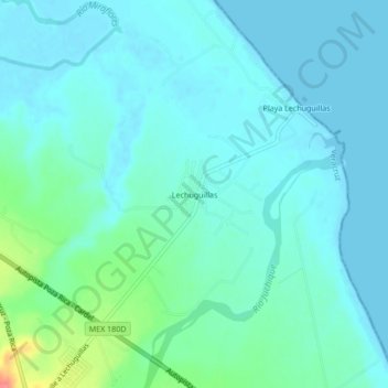 Mapa topográfico Lechuguillas, altitud, relieve