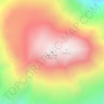 Mapa topográfico Monte Ararat, altitud, relieve