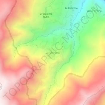 Mapa topográfico La Merced, altitud, relieve