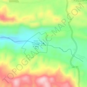 Mapa topográfico Misol-Ha, altitud, relieve