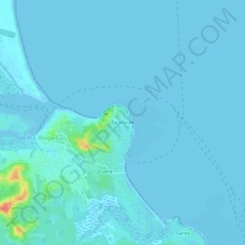 Mapa topográfico Tacimirim, altitud, relieve