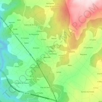 Mapa topográfico A Goleta, altitud, relieve