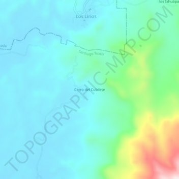 Mapa topográfico Cerro del Cubilete, altitud, relieve