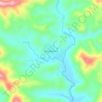 Mapa topográfico Santa Bárbara, altitud, relieve