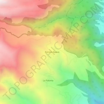 Mapa topográfico Potrero Nuevo, altitud, relieve