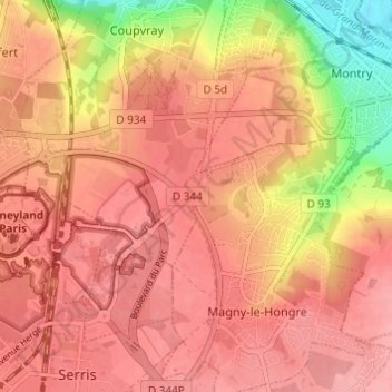 Mapa topográfico Val de France, altitud, relieve