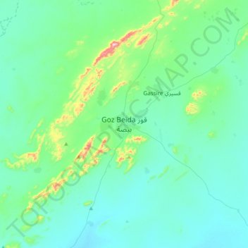 Mapa topográfico Goz Beïda, altitud, relieve