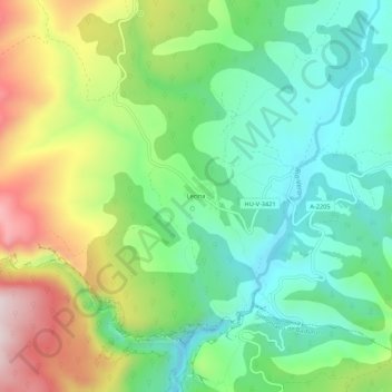 Mapa topográfico Lecina, altitud, relieve