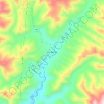 Mapa topográfico Los Sauces, altitud, relieve
