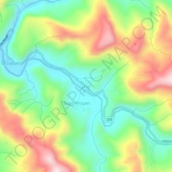 Mapa topográfico Uso, altitud, relieve