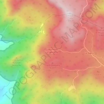 Mapa topográfico Comunidad La Garnacha, altitud, relieve