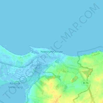 Mapa topográfico Niendorf/Ostsee, altitud, relieve