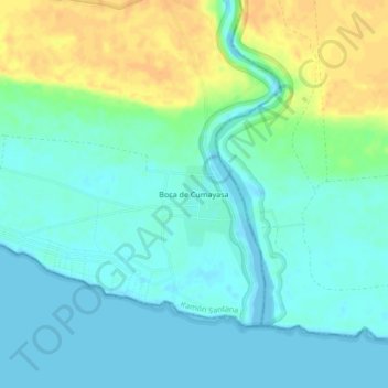 Mapa topográfico Boca de Cumayasa, altitud, relieve