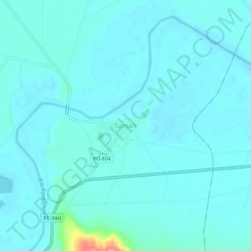 Mapa topográfico Saman, altitud, relieve