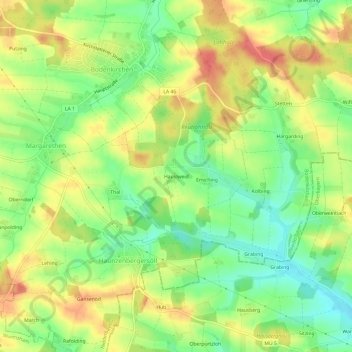 Mapa topográfico Hauslweid, altitud, relieve