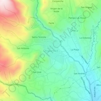 Mapa topográfico Chiquintad, altitud, relieve