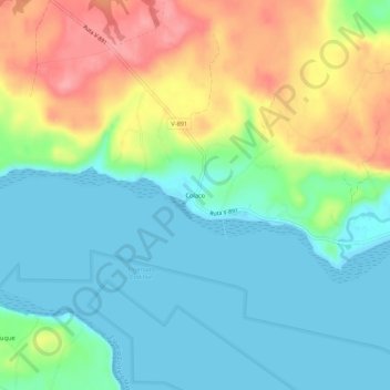 Mapa topográfico Colaco, altitud, relieve