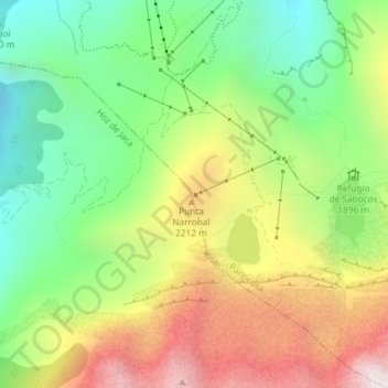 Mapa topográfico El Mandilar, altitud, relieve