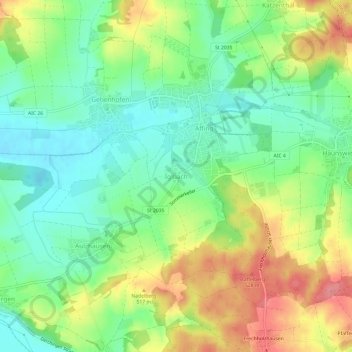 Mapa topográfico Iglbach, altitud, relieve