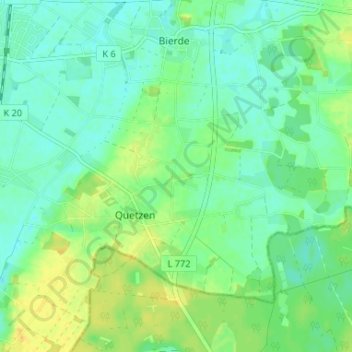 Mapa topográfico Heue, altitud, relieve
