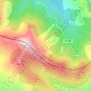 Mapa topográfico Cochá Grande, altitud, relieve