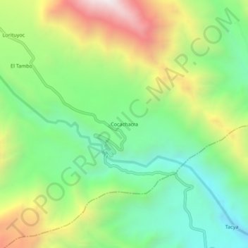 Mapa topográfico Cocachacra, altitud, relieve