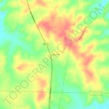 Mapa topográfico Decaturville, altitud, relieve