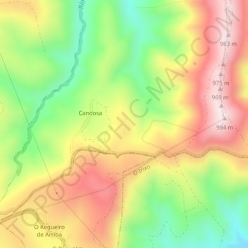 Mapa topográfico Raxoa, altitud, relieve