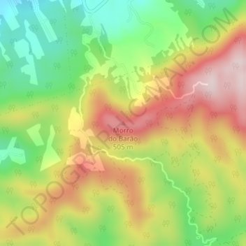 Mapa topográfico Morro do Barão, altitud, relieve