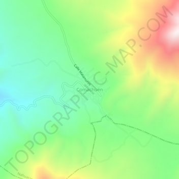 Mapa topográfico Comachuén, altitud, relieve