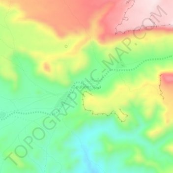 Mapa topográfico Goubon, altitud, relieve