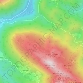 Mapa topográfico Bentosa, altitud, relieve